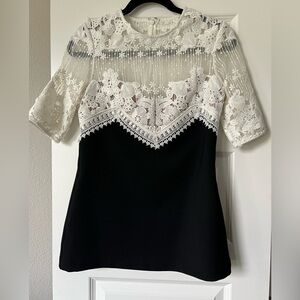Self-Portrait Black and White Lace Tunic